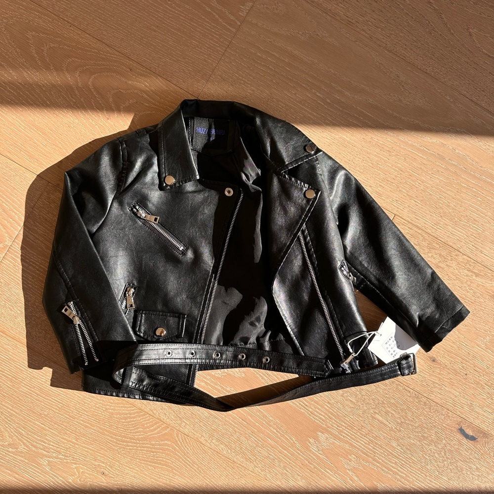 Black Faux Leather Biker Jacket